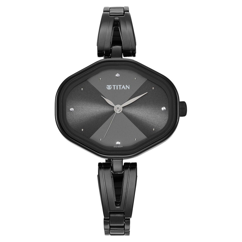 Titan Karishma Quartz Analog Black Dial Black Stainless Steel Strap Watch For Women - The Watch Factory ®