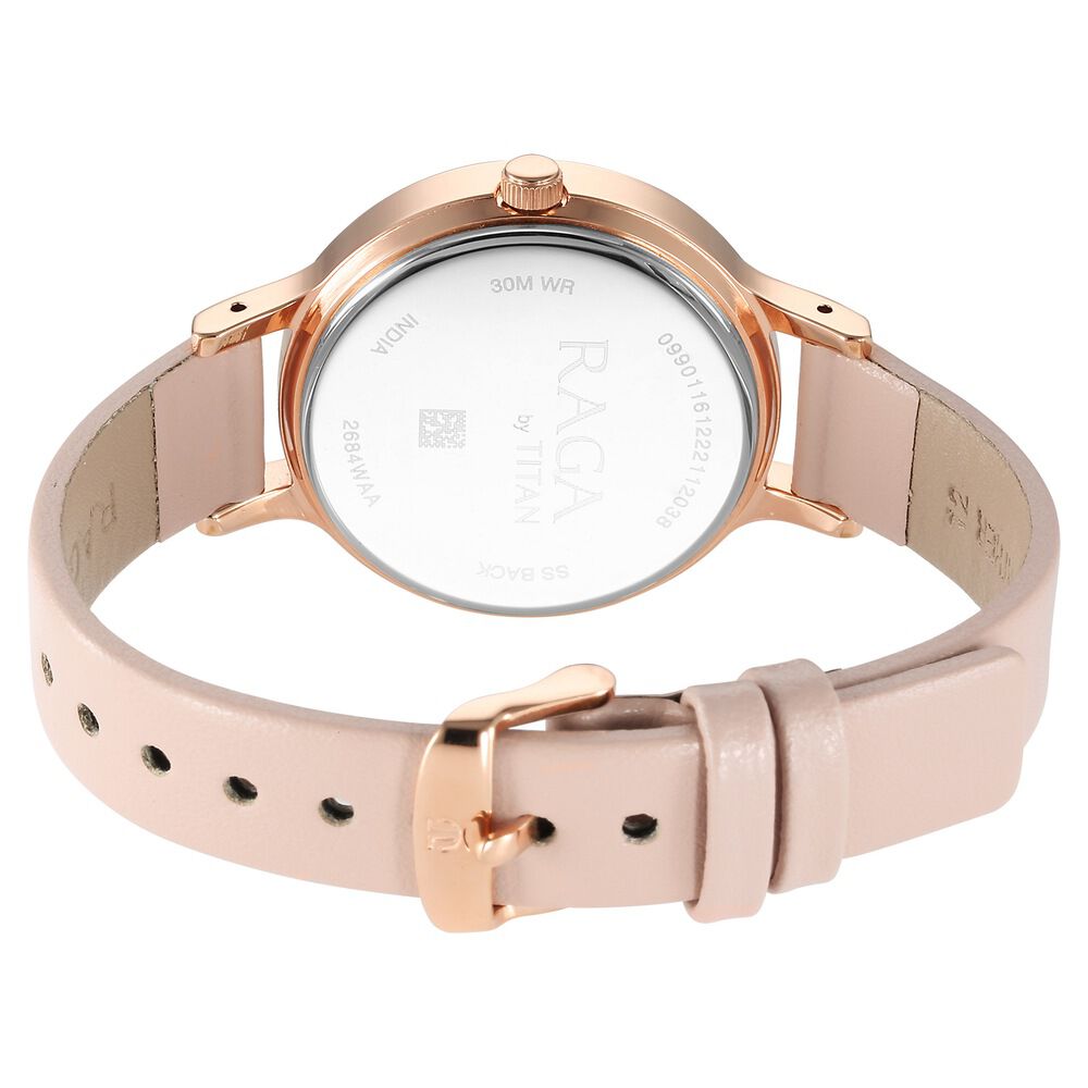 Titan Raga Viva Rose Gold Dial Analog with Date Leather Strap watch for Women - The Watch Factory ®
