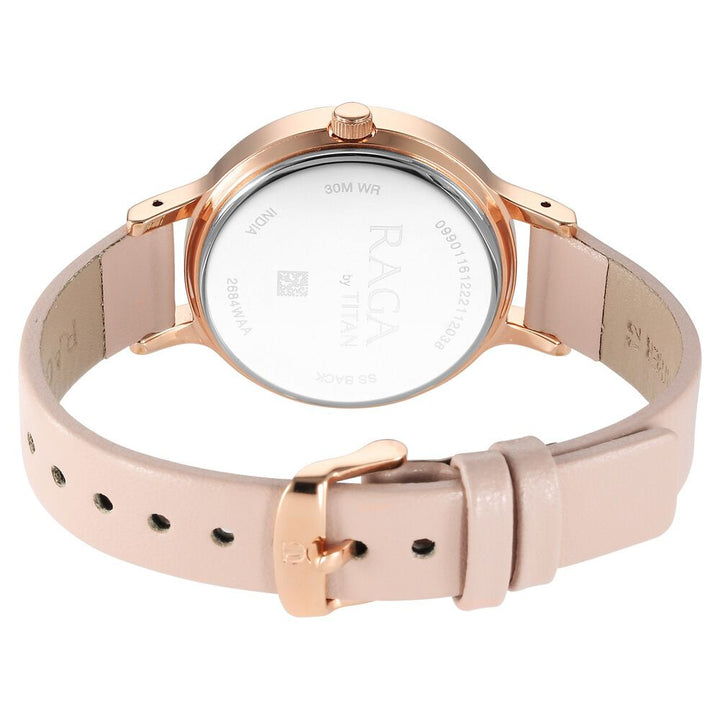 Titan Raga Viva Rose Gold Dial Analog with Date Leather Strap watch for Women - The Watch Factory ®