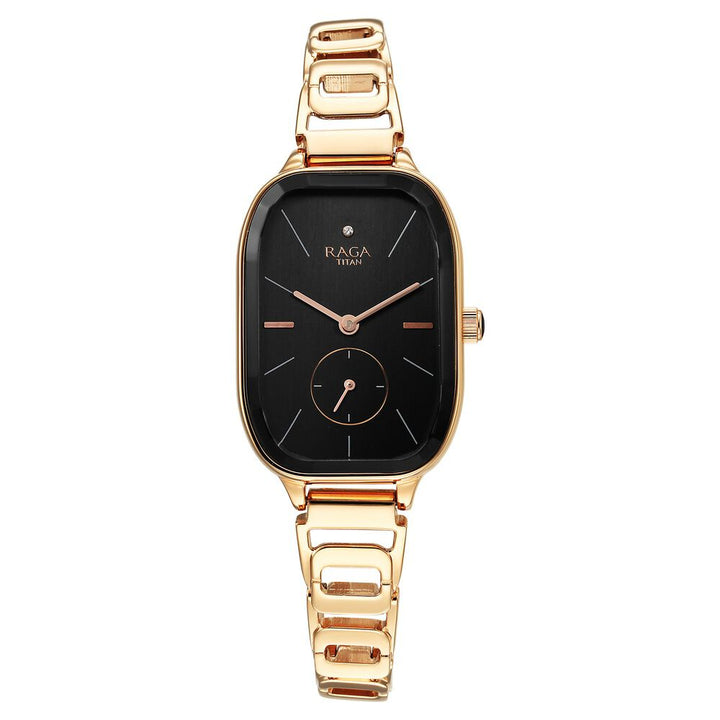 Titan Raga Chic Quartz Analog Black Dial Rose Gold Metal Strap Watch for Women - The Watch Factory ®