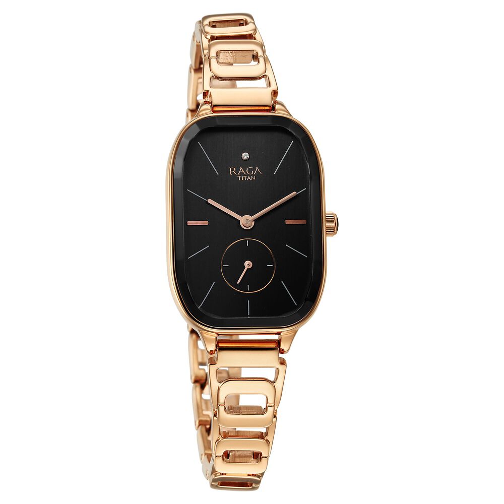 Titan Raga Chic Quartz Analog Black Dial Rose Gold Metal Strap Watch for Women - The Watch Factory ®