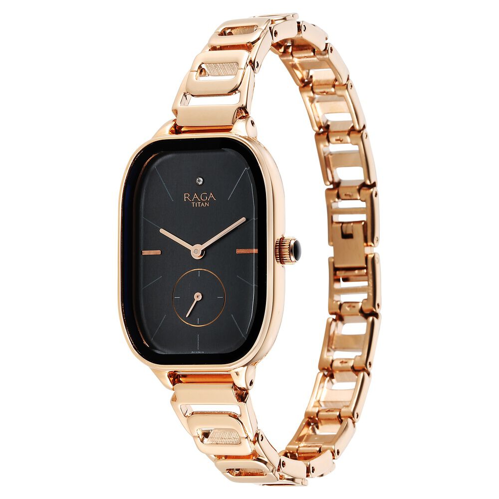 Titan Raga Chic Quartz Analog Black Dial Rose Gold Metal Strap Watch for Women - The Watch Factory ®