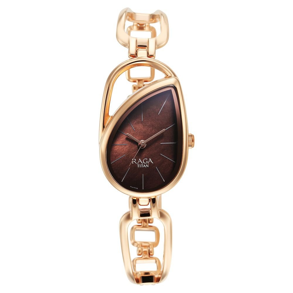 Titan Raga Chic Quartz Analog Brown Dial Rose Gold Metal Strap Watch for Women - The Watch Factory ®