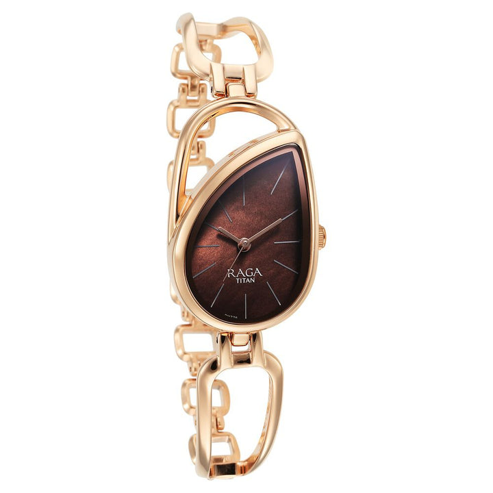 Titan Raga Chic Quartz Analog Brown Dial Rose Gold Metal Strap Watch for Women - The Watch Factory ®