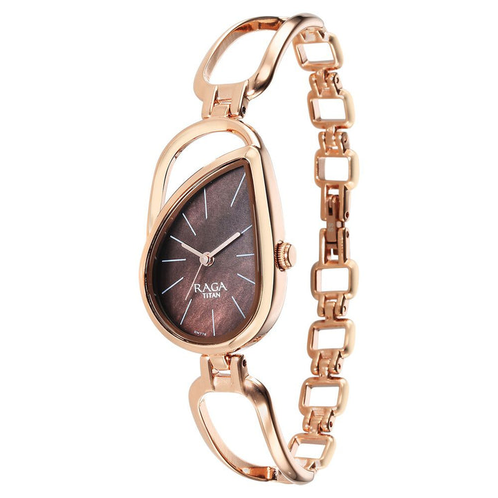 Titan Raga Chic Quartz Analog Brown Dial Rose Gold Metal Strap Watch for Women - The Watch Factory ®