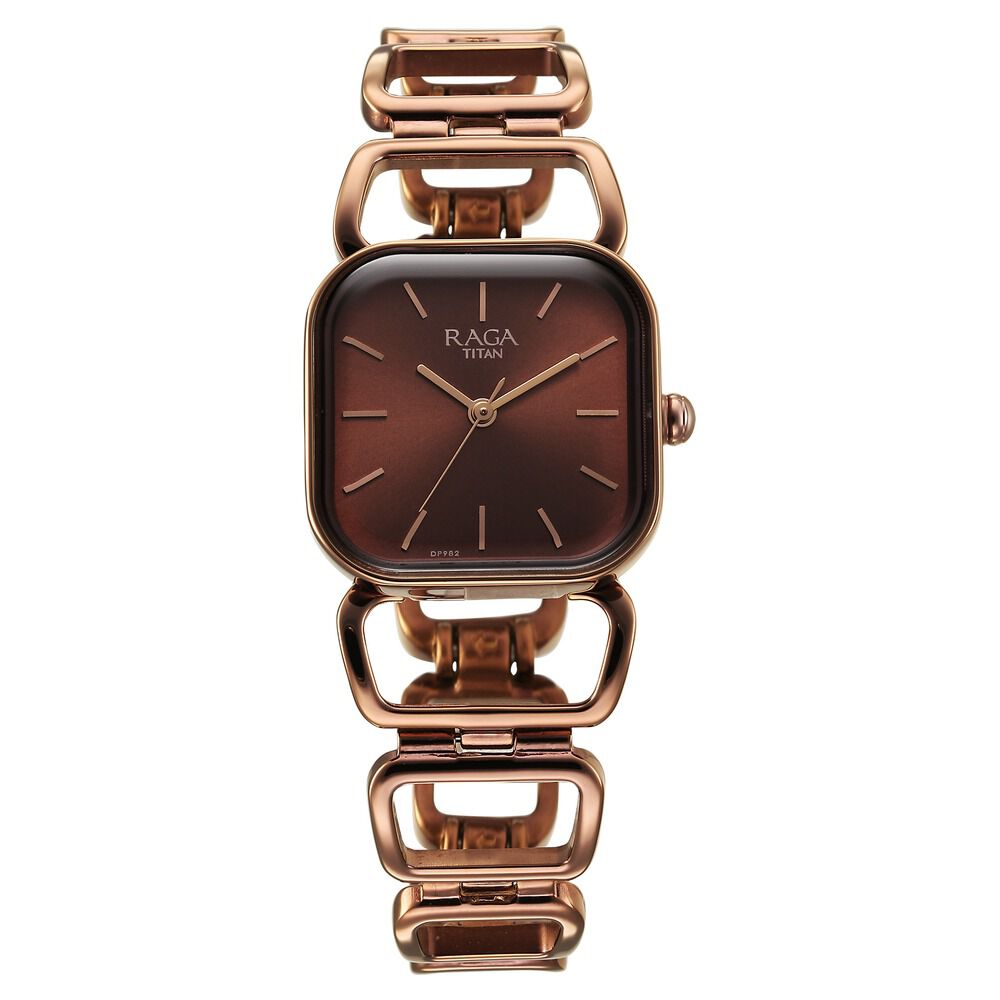 Titan Raga Ascend Quartz Analog Brown Dial With Brown Color Metal Strap Watch For Women - The Watch Factory ®