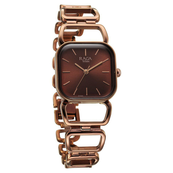 Titan Raga Ascend Quartz Analog Brown Dial With Brown Color Metal Strap Watch For Women 2697QM02