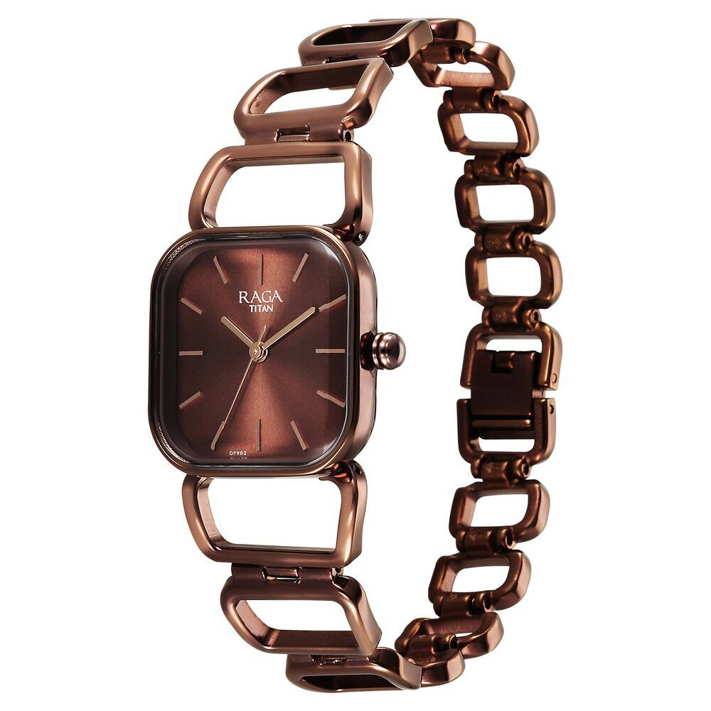 Titan Raga Ascend Quartz Analog Brown Dial With Brown Color Metal Strap Watch For Women - The Watch Factory ®