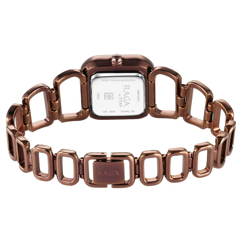 Titan Raga Ascend Quartz Analog Brown Dial With Brown Color Metal Strap Watch For Women 2697QM02
