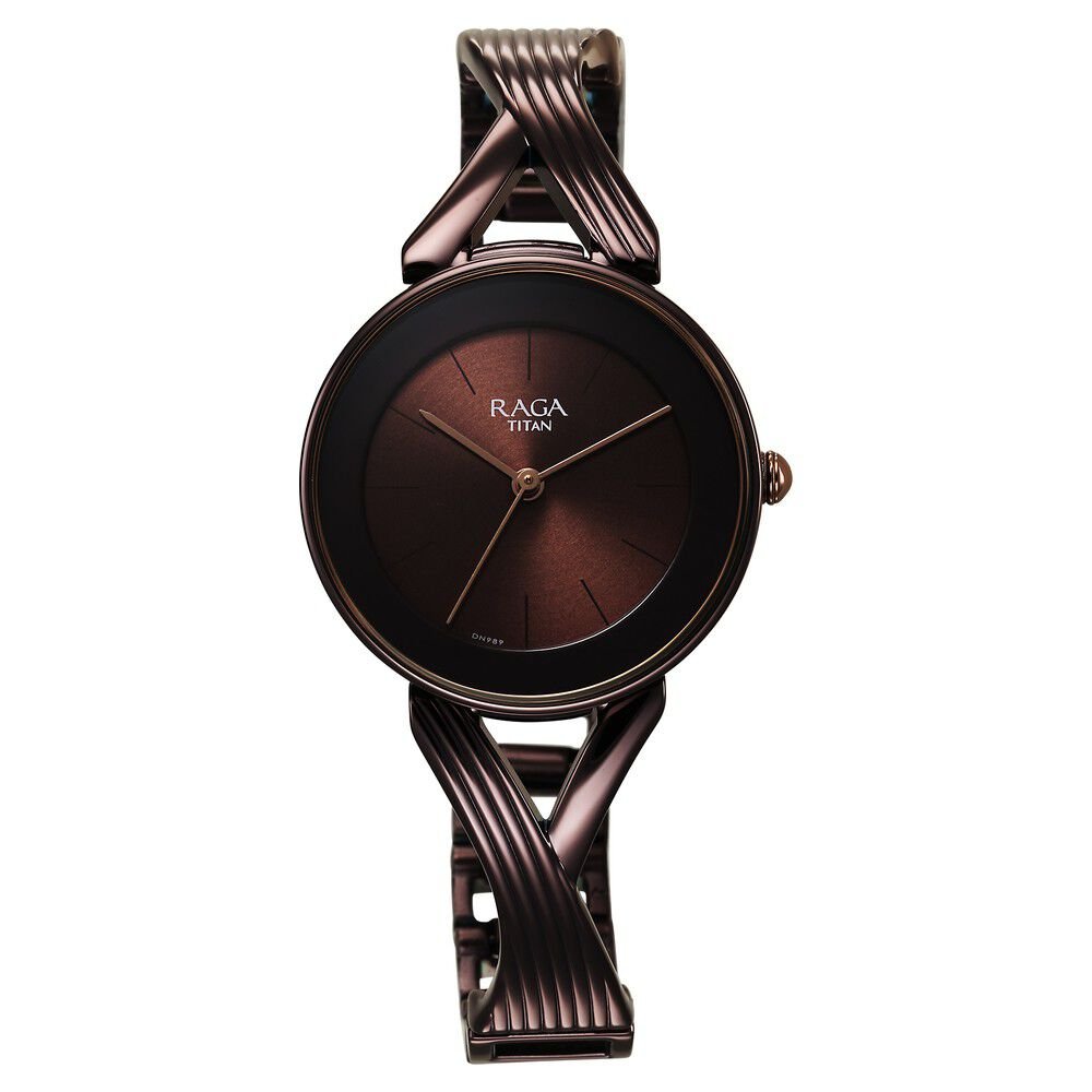 Titan Raga Chic Quartz Analog Brown Dial Metal Strap Watch for Women - The Watch Factory ®