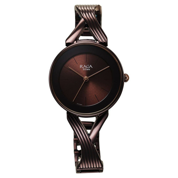 Titan Raga Chic Quartz Analog Brown Dial Metal Strap Watch for Women - The Watch Factory ®