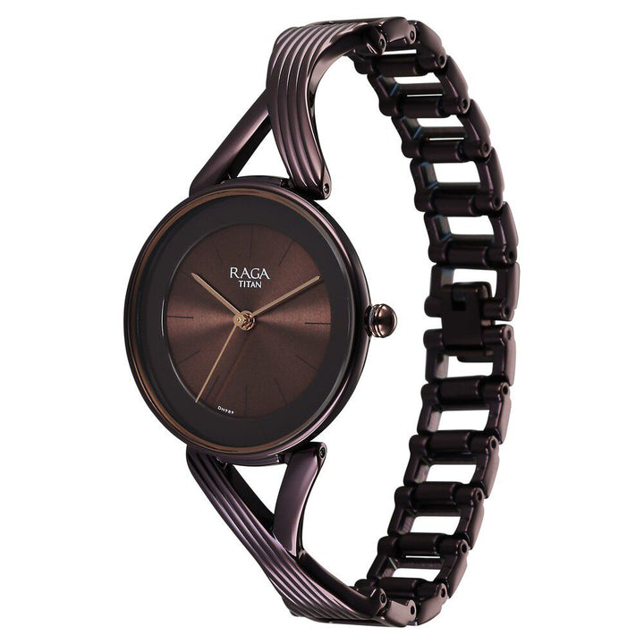 Titan Raga Chic Quartz Analog Brown Dial Metal Strap Watch for Women - The Watch Factory ®