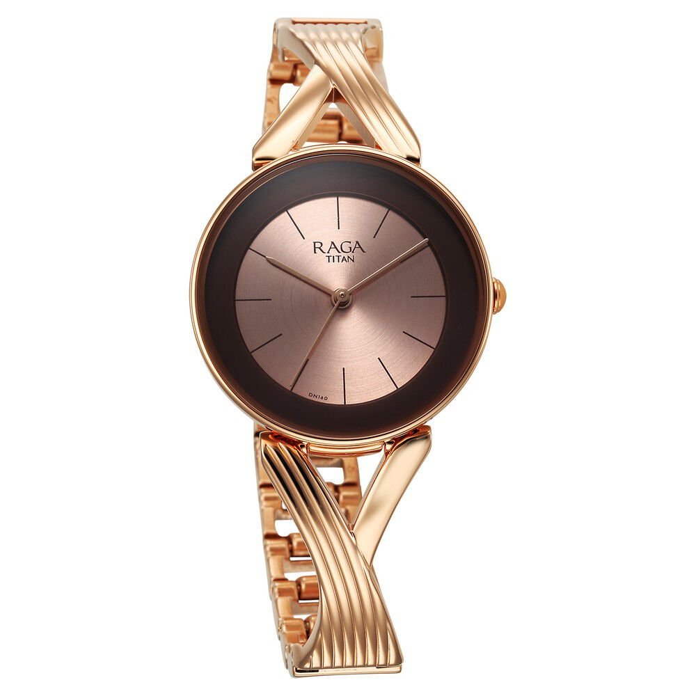 Titan Raga Chic Quartz Analog Rose Gold Dial Metal Strap Watch for Women - The Watch Factory ®