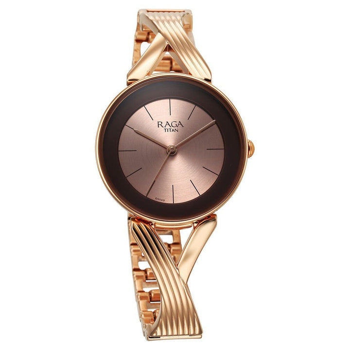 Titan Raga Chic Quartz Analog Rose Gold Dial Metal Strap Watch for Women - The Watch Factory ®