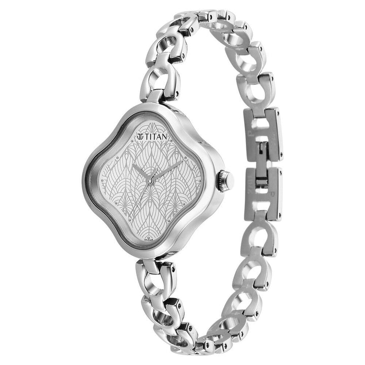 Titan Karishma White Dial Analog Metal Strap Watch for Women NS2701SM01