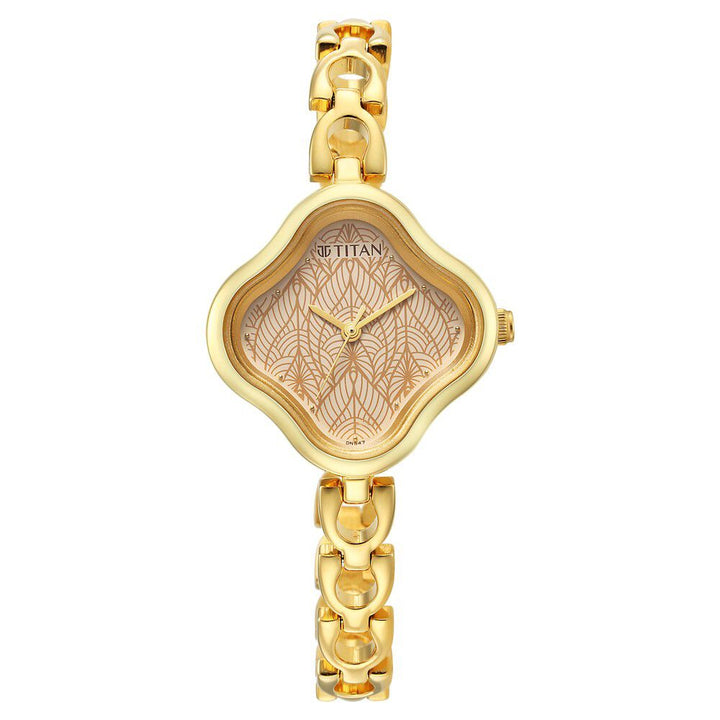 Titan Karishma Beige Dial Analog Metal Strap Watch for Women NS2701YM01