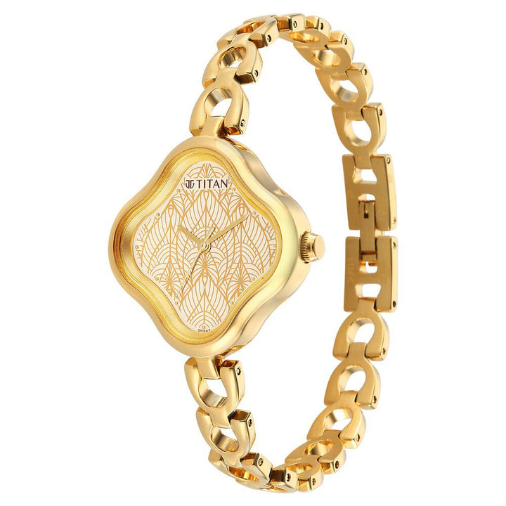 Titan Karishma Beige Dial Analog Metal Strap Watch for Women NS2701YM01