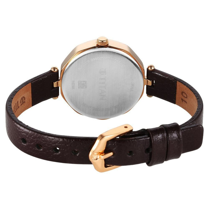 Titan Karishma Quartz Analog Maroon Dial Leather Strap Watch for Women - The Watch Factory ®