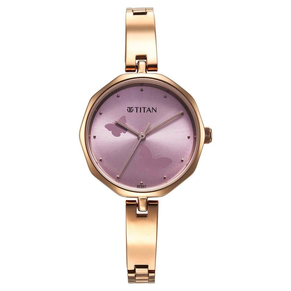 Titan Karishma Quartz Analog Pink Dial Stainless Steel Strap Watch for Women - The Watch Factory ®
