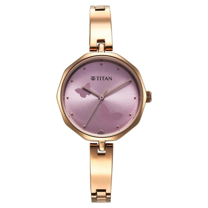 Titan Karishma Quartz Analog Pink Dial Stainless Steel Strap Watch for Women - The Watch Factory ®