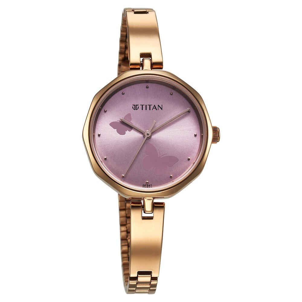 Titan Karishma Quartz Analog Pink Dial Stainless Steel Strap Watch for Women - The Watch Factory ®