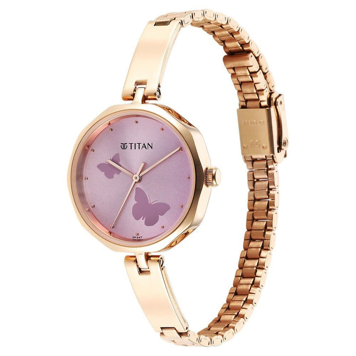 Titan Karishma Quartz Analog Pink Dial Stainless Steel Strap Watch for Women - The Watch Factory ®