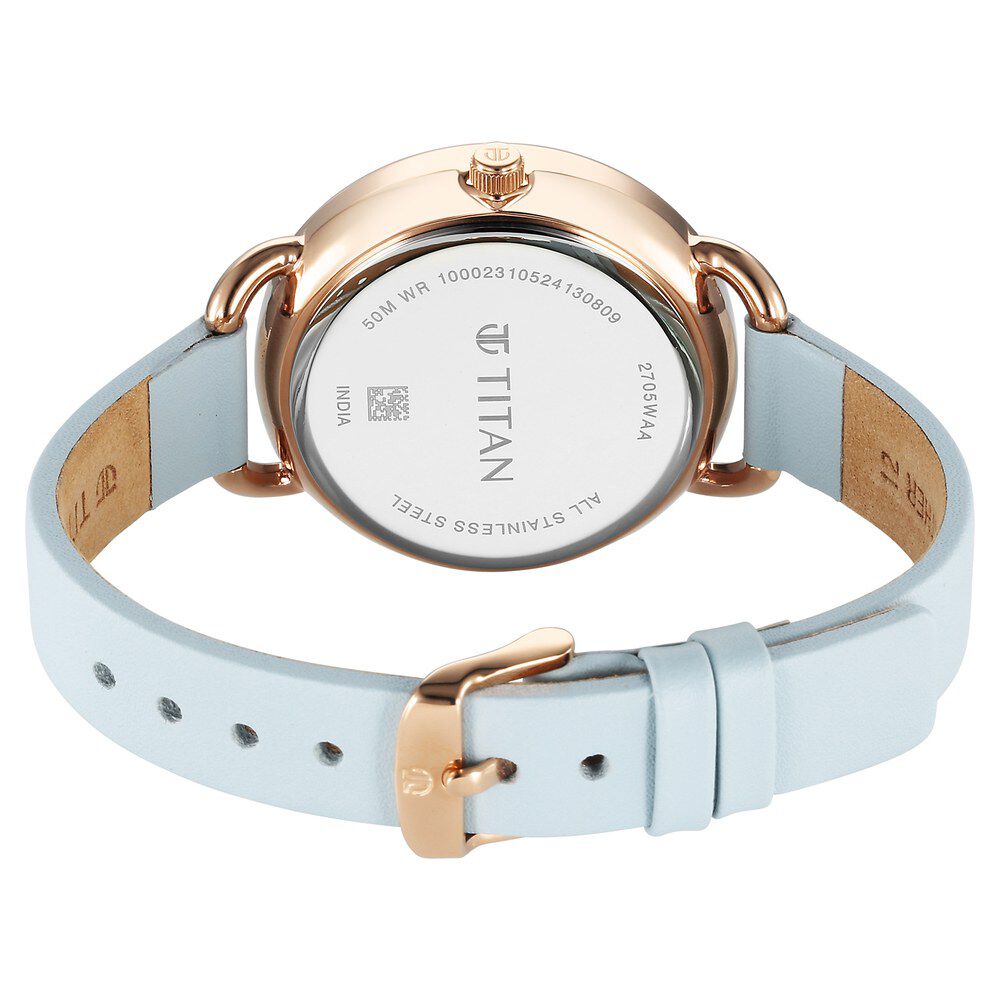 Titan Secluded Quartz Analog Gradient Mother of Pearl Dial Leather Strap Watch For Women 2705WL01