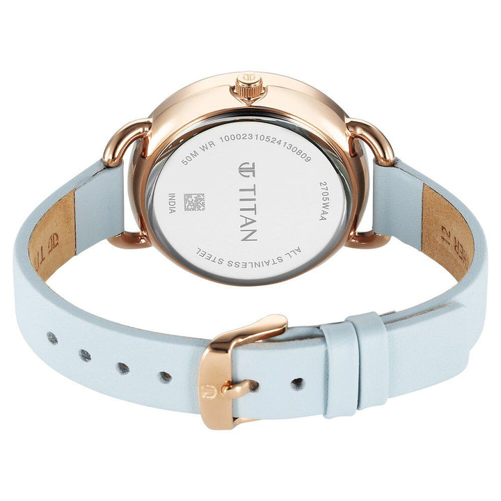 Titan Secluded Quartz Analog Gradient Mother of Pearl Dial Leather Strap Watch For Women 2705WL01