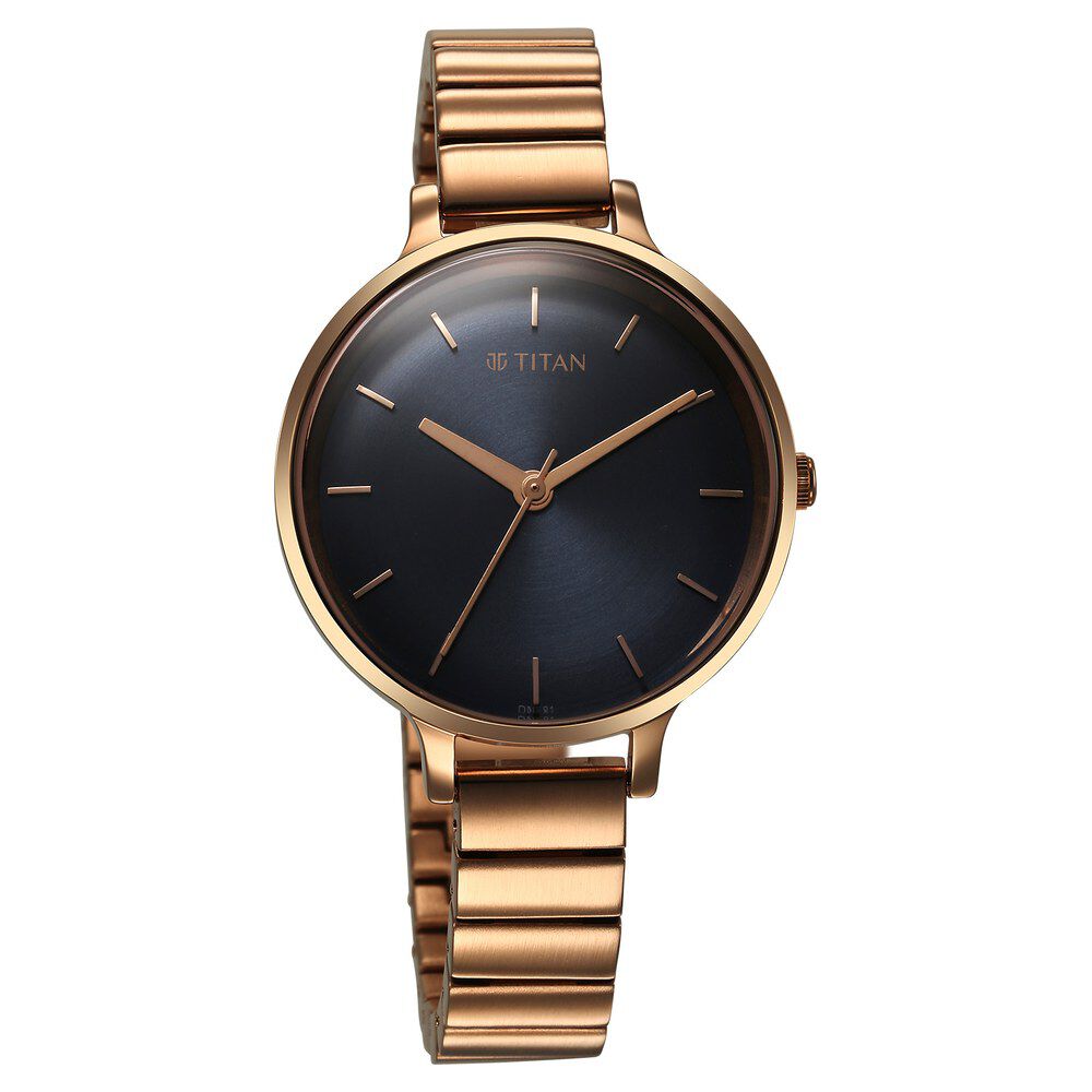 Titan Secluded Quartz Analog Blue Dial Metal Strap Watch For Women 2709WM01