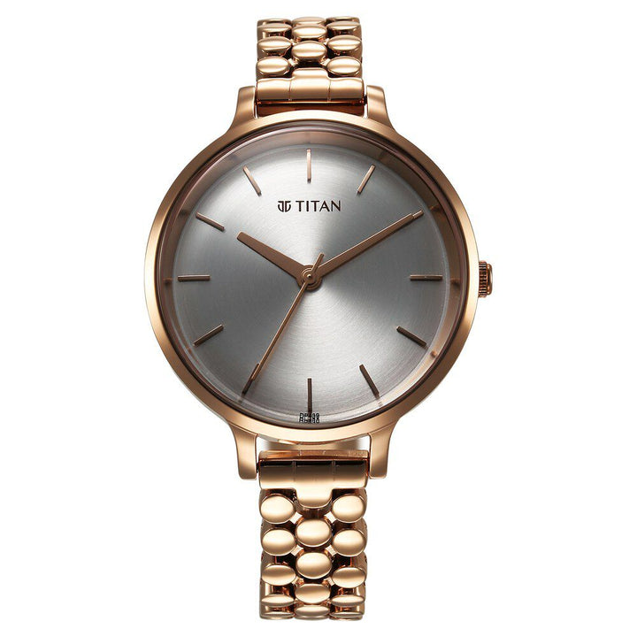 Titan Secluded Quartz Analog Silver Dial Metal Strap Watch For Women 2709WM02