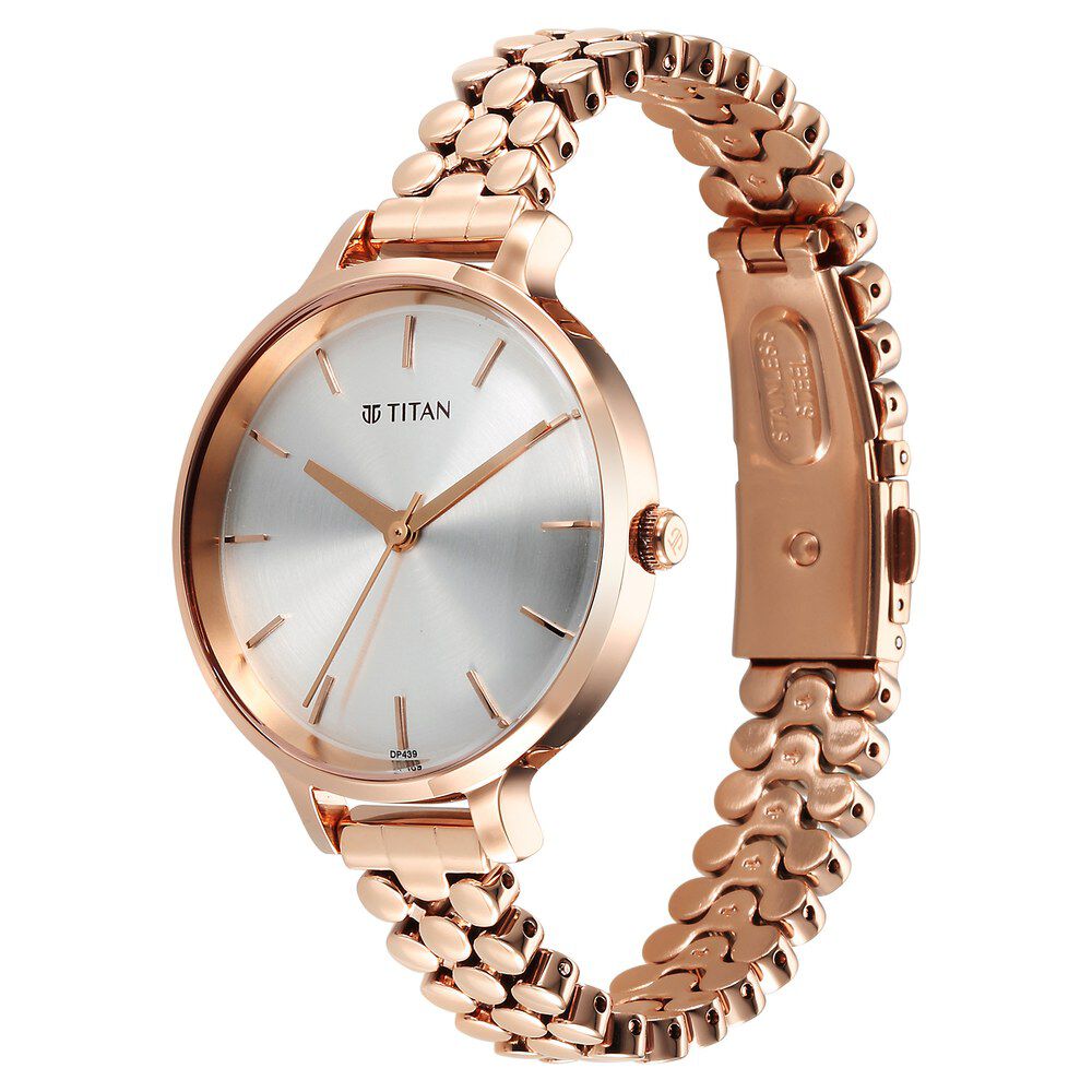 Titan Secluded Quartz Analog Silver Dial Metal Strap Watch For Women 2709WM02