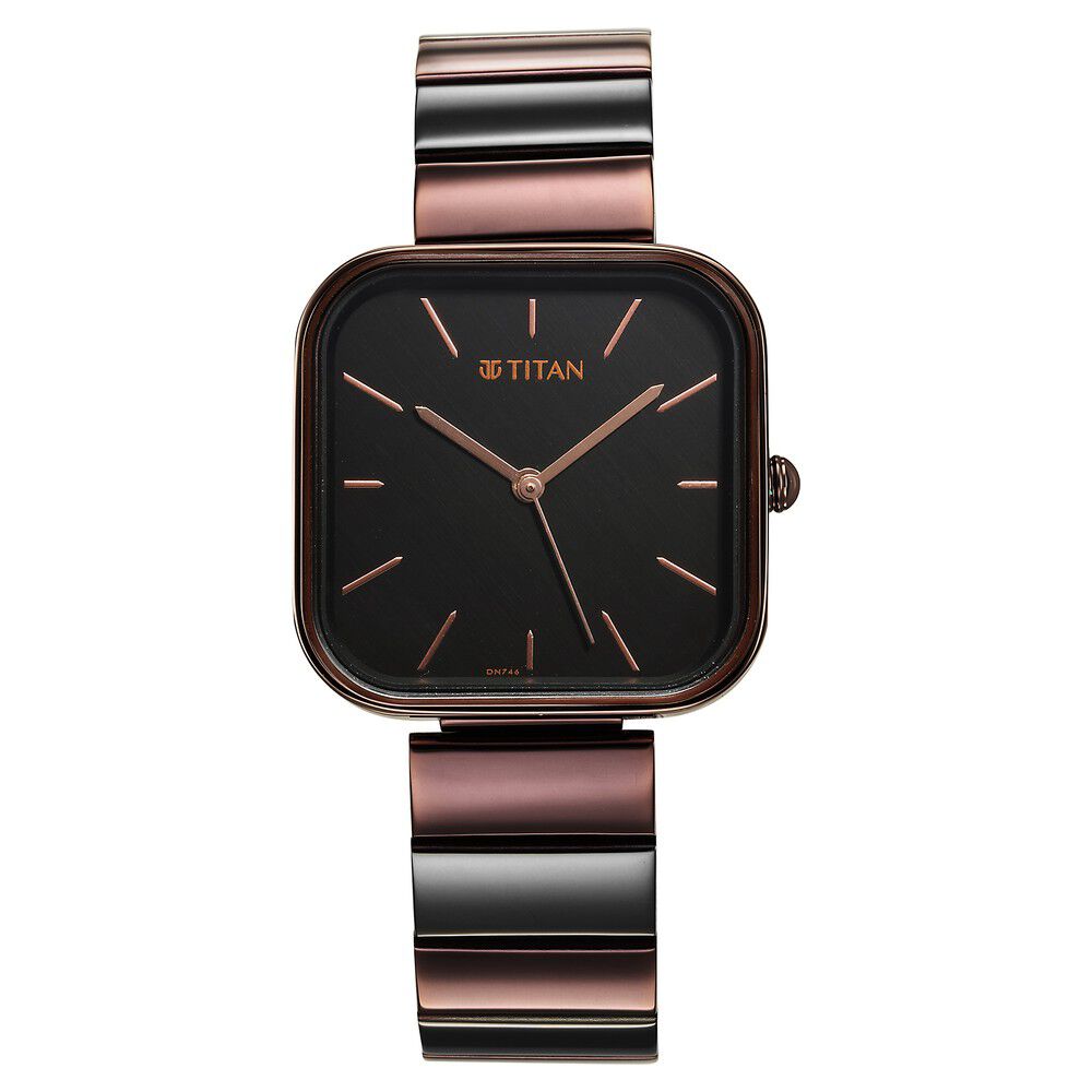 Titan Purple Stackables Quartz Analog Black Dial Two Toned Stainless Steel Strap Watch For Women - The Watch Factory ®