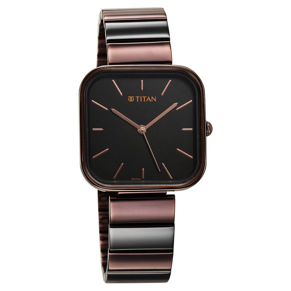 Titan Purple Stackables Quartz Analog Black Dial Two Toned Stainless Steel Strap Watch For Women - The Watch Factory ®