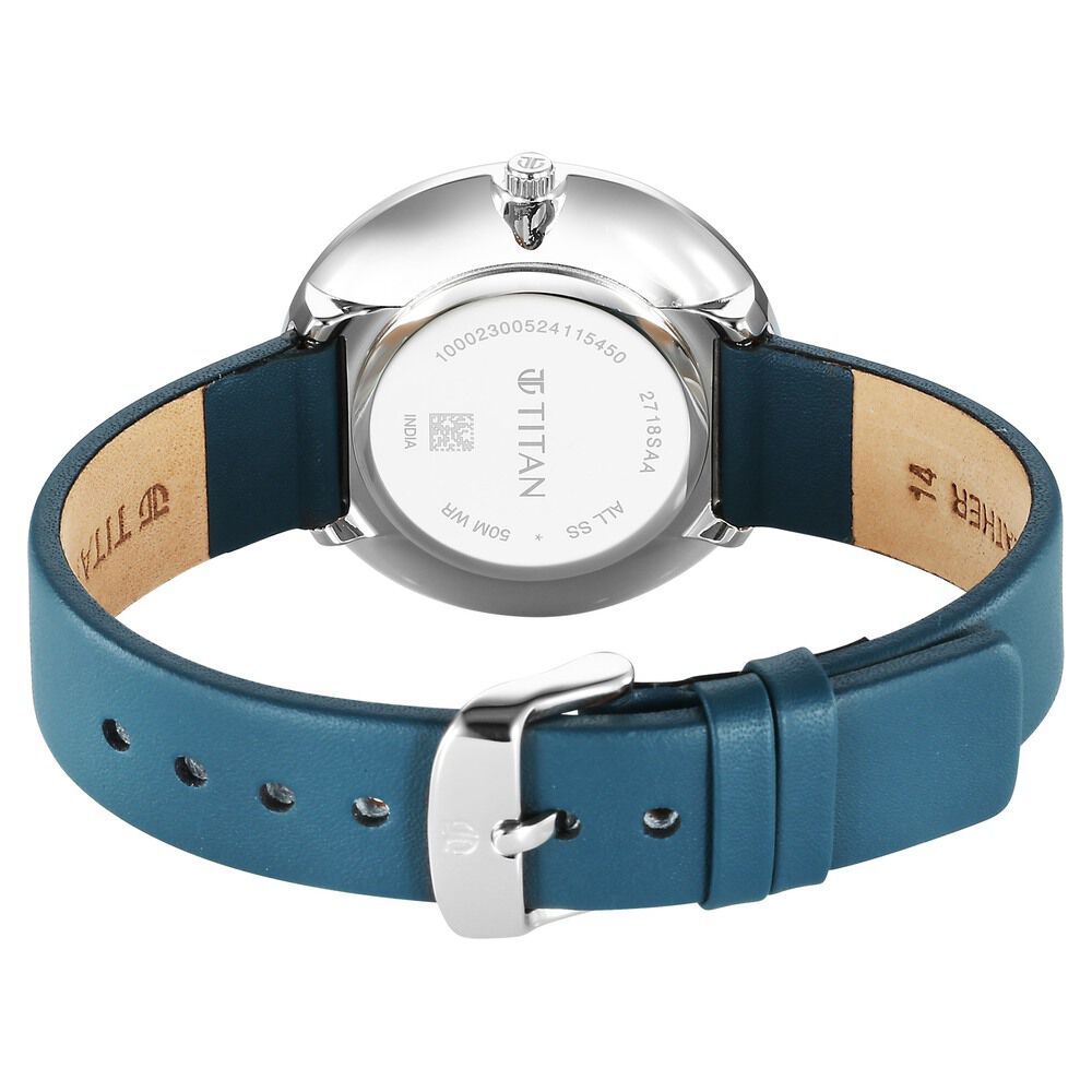 Titan Stackables Quartz Analog White Dial Leather Strap Watch For Women 2718SL01F