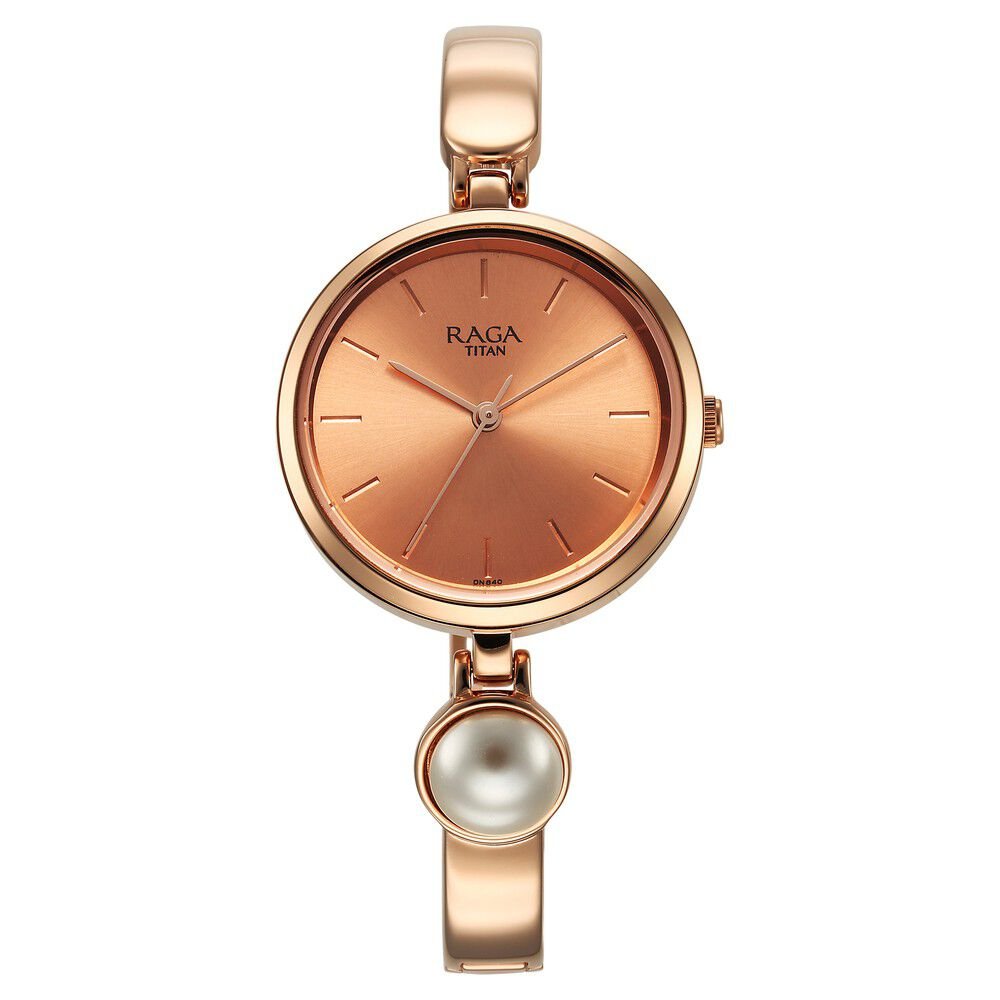 Titan Raga Power Pearls Quartz Analog Rose Gold Dial Metal Strap with pearl Watch for Women - The Watch Factory ®