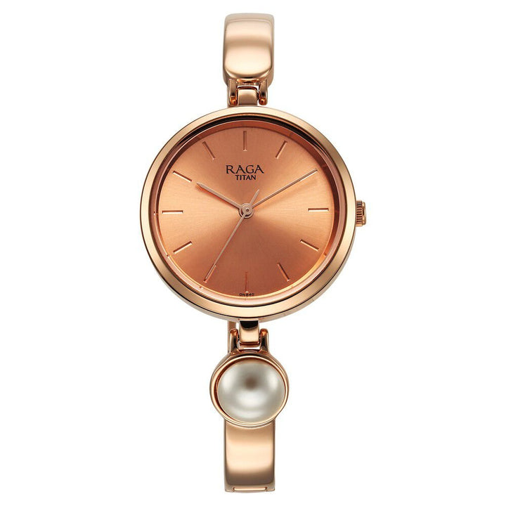 Titan Raga Power Pearls Quartz Analog Rose Gold Dial Metal Strap with pearl Watch for Women - The Watch Factory ®