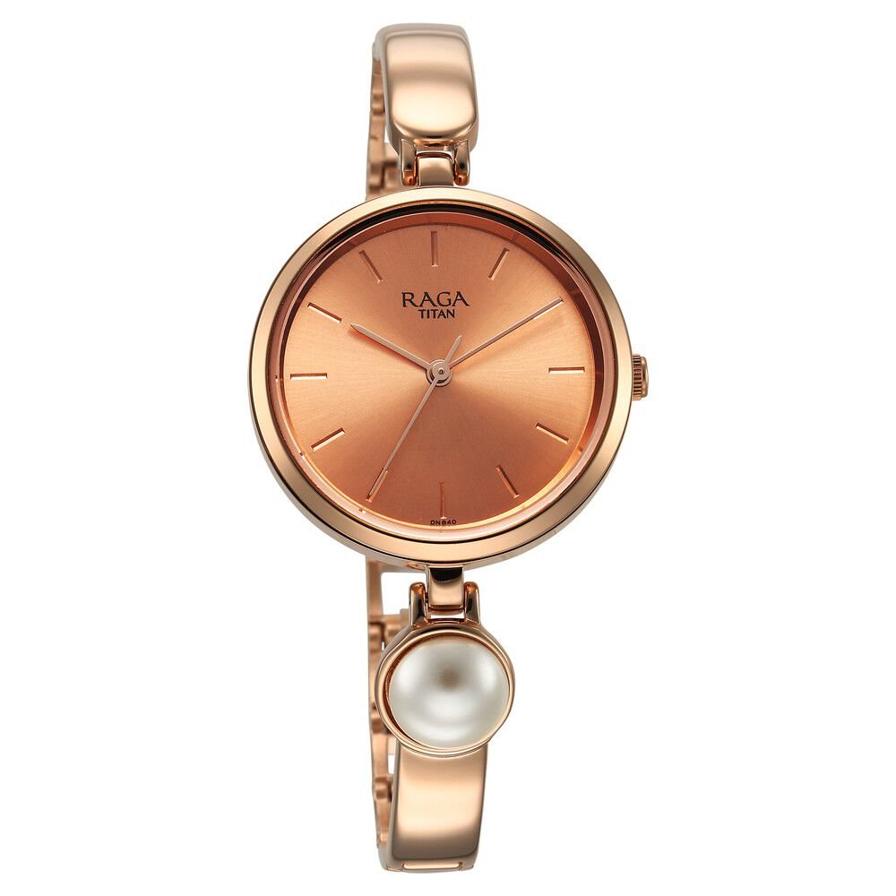 Titan Raga Power Pearls Quartz Analog Rose Gold Dial Metal Strap with pearl Watch for Women - The Watch Factory ®