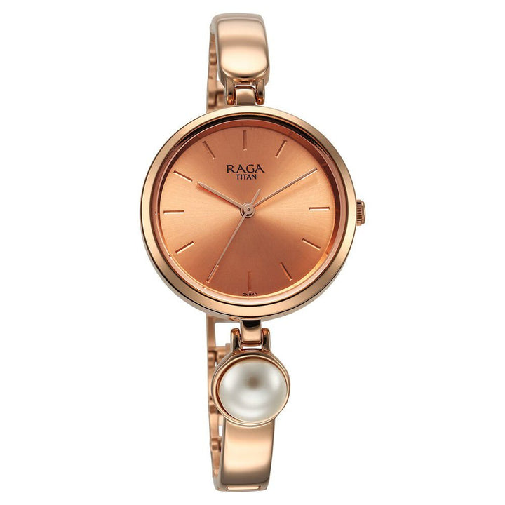 Titan Raga Power Pearls Quartz Analog Rose Gold Dial Metal Strap with pearl Watch for Women - The Watch Factory ®