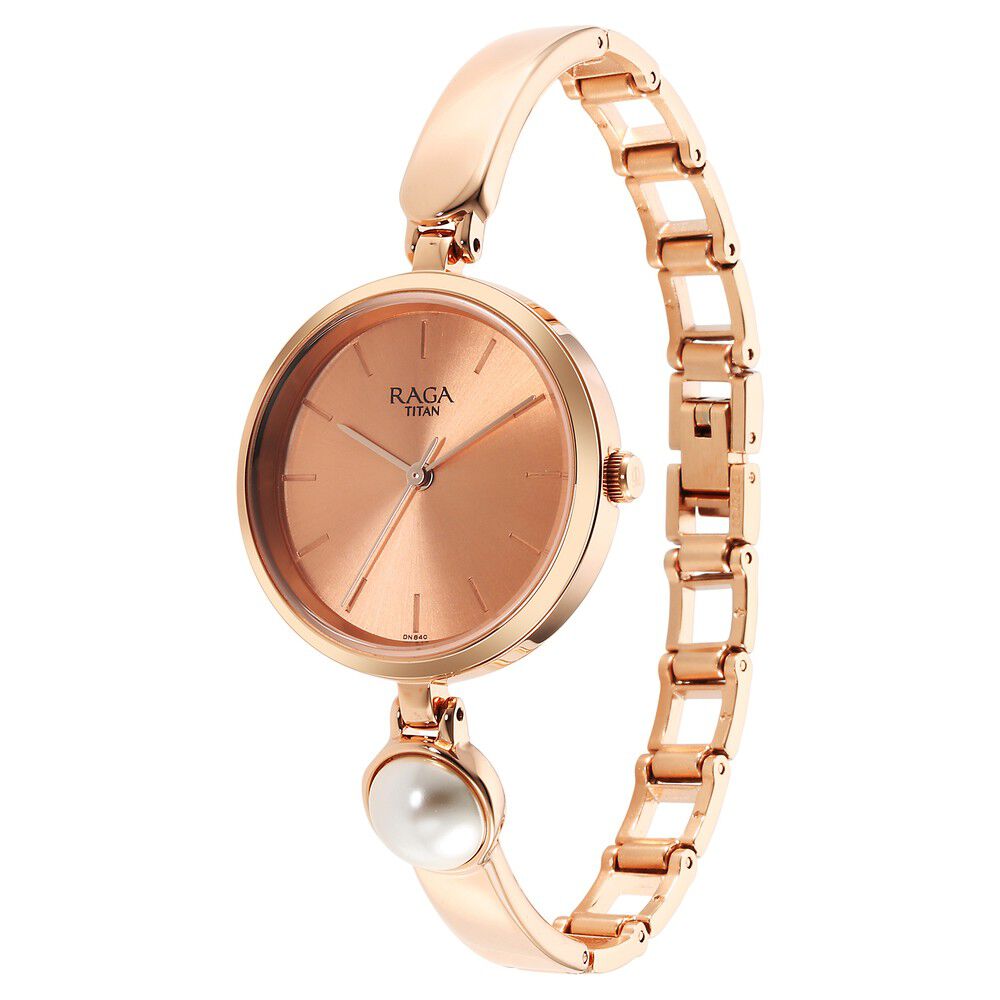 Titan Raga Power Pearls Quartz Analog Rose Gold Dial Metal Strap with pearl Watch for Women - The Watch Factory ®