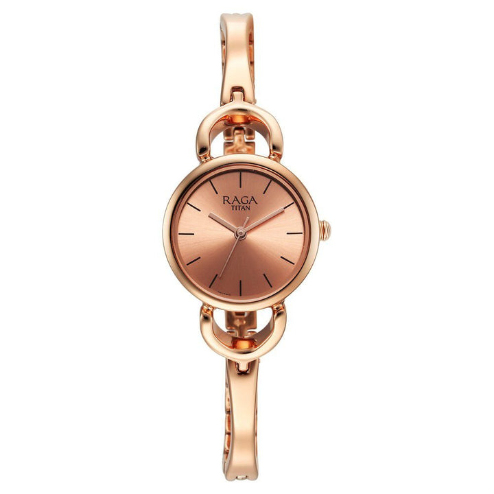 Titan Raga Quartz Analog Rose Gold Round Shaped Dial Rose Gold Metal Strap Watch For Women - The Watch Factory ®