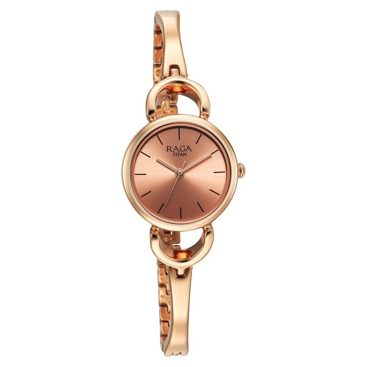 Titan Raga Quartz Analog Rose Gold Round Shaped Dial Rose Gold Metal Strap Watch For Women - The Watch Factory ®