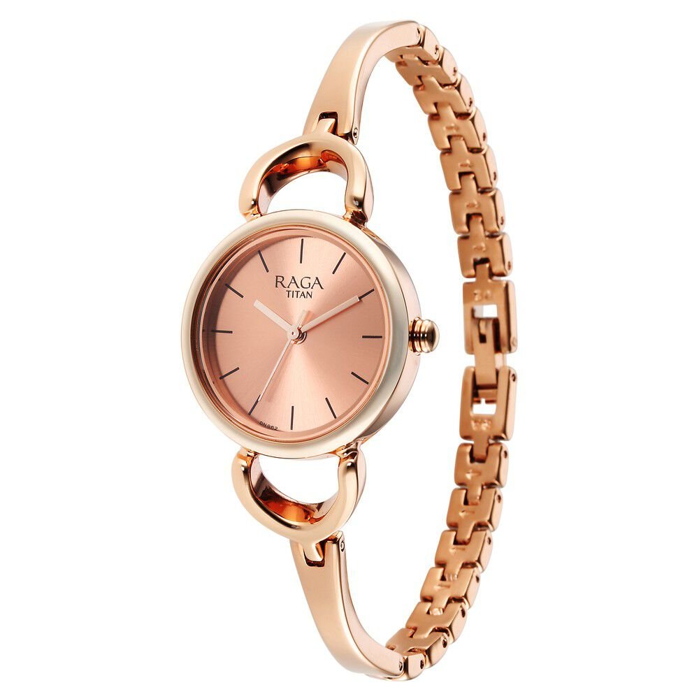 Titan Raga Quartz Analog Rose Gold Round Shaped Dial Rose Gold Metal Strap Watch For Women - The Watch Factory ®