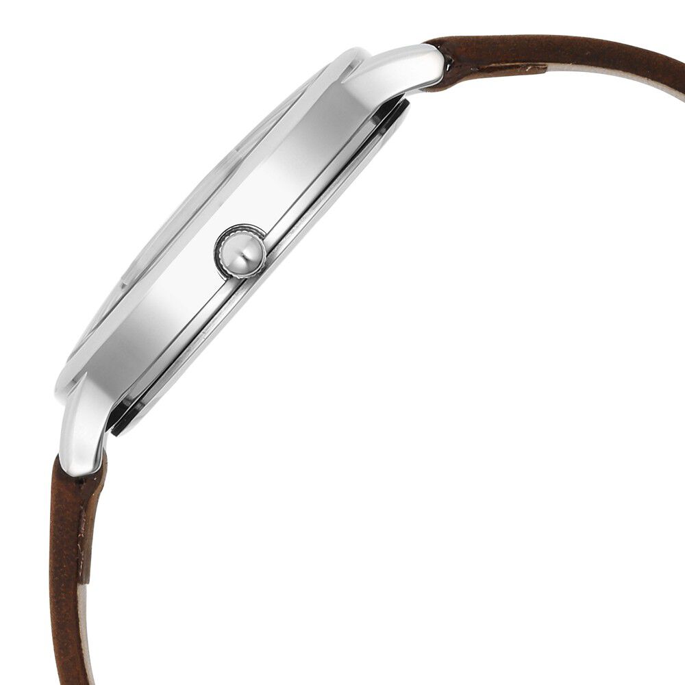 Titan Workwear Quartz Analog Silver Dial Brown Leather Strap Watch For Women 2732SL02
