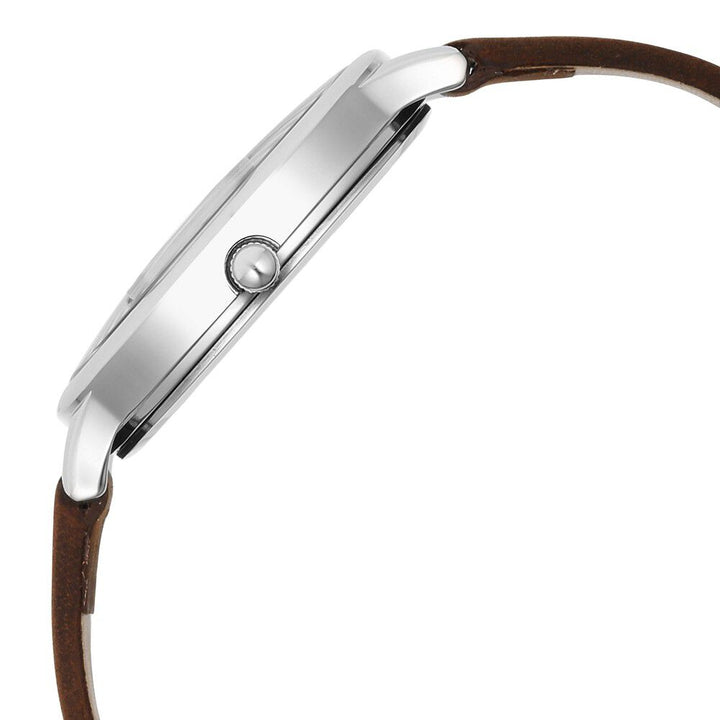 Titan Workwear Quartz Analog Silver Dial Brown Leather Strap Watch For Women 2732SL02