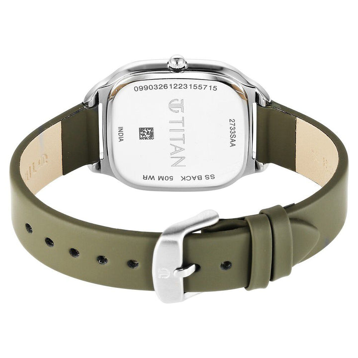 Titan Workwear Quartz Analog White Dial Green Leather Strap Watch For Women - The Watch Factory ®