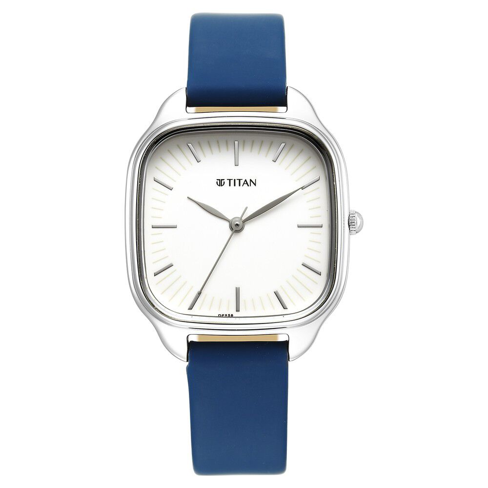 Titan Workwear Quartz Analog Beige Dial Blue Leather Strap Watch For Women - The Watch Factory ®