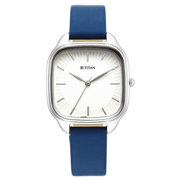 Titan Workwear Quartz Analog Beige Dial Blue Leather Strap Watch For Women - The Watch Factory ®