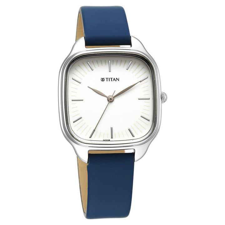 Titan Workwear Quartz Analog Beige Dial Blue Leather Strap Watch For Women - The Watch Factory ®