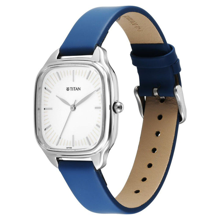 Titan Workwear Quartz Analog Beige Dial Blue Leather Strap Watch For Women - The Watch Factory ®
