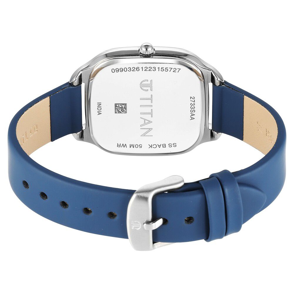 Titan Workwear Quartz Analog Beige Dial Blue Leather Strap Watch For Women - The Watch Factory ®